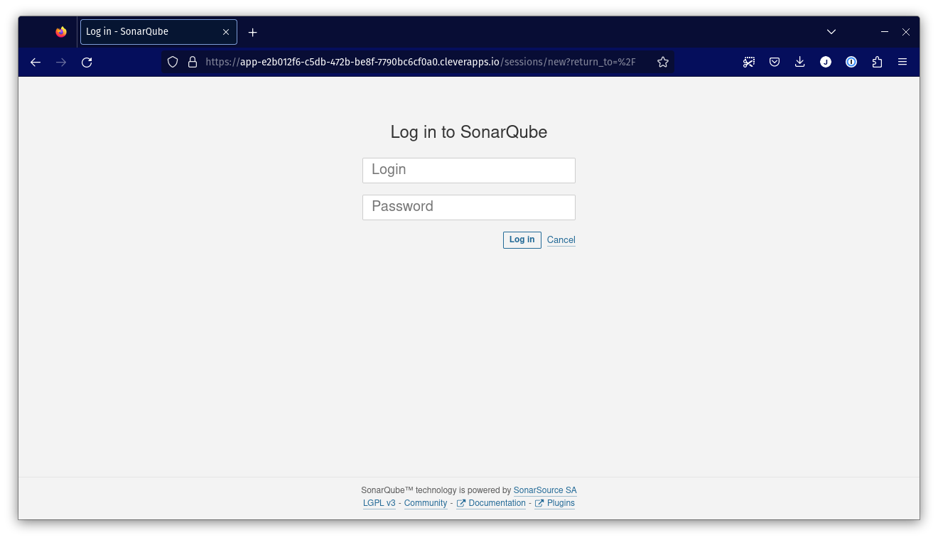 La page de login de _SonarQube_